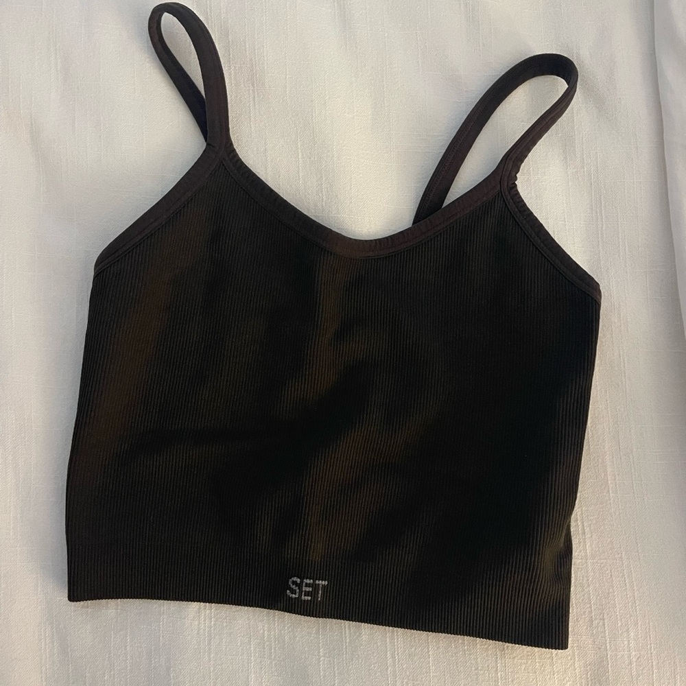 SET Active Dark Brown Ribbed Top